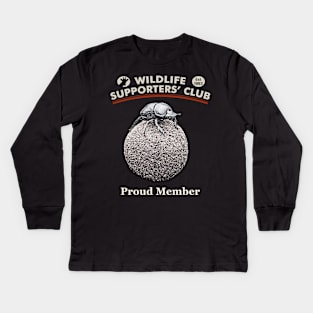 Dung Beetle Atop its Dung Ball for Wildlife Supporters Kids Long Sleeve T-Shirt